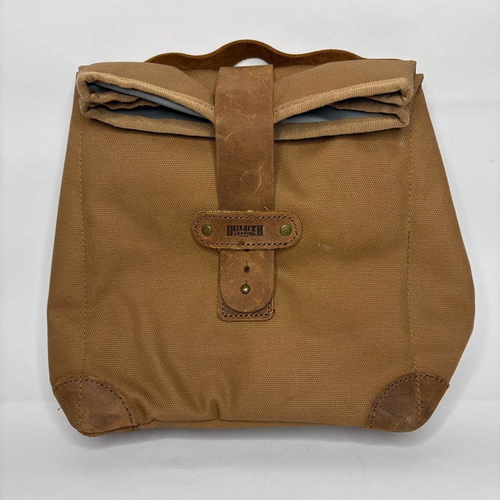 Duluth Trading Fire Hose Lunch Sack Brown Canvas And Leather Blue Collar